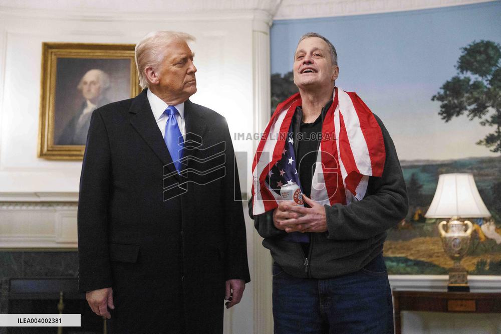 President Trump Welcomes Released Russian Prisoner Mark Fogel at White House