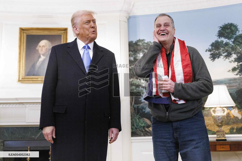 President Trump Welcomes Released Russian Prisoner Mark Fogel at White House