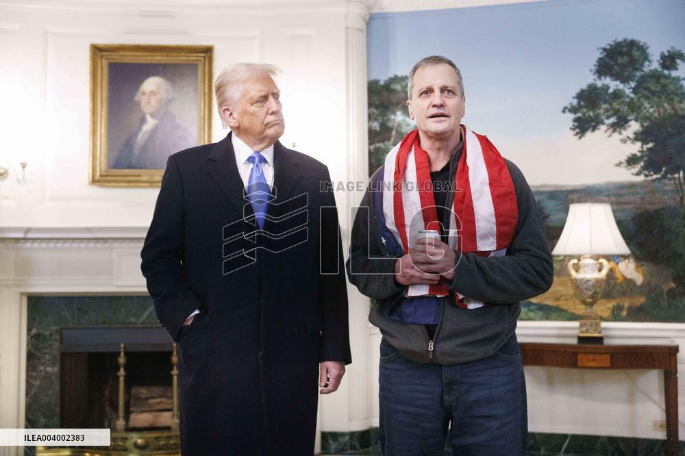 President Trump Welcomes Released Russian Prisoner Mark Fogel at White House