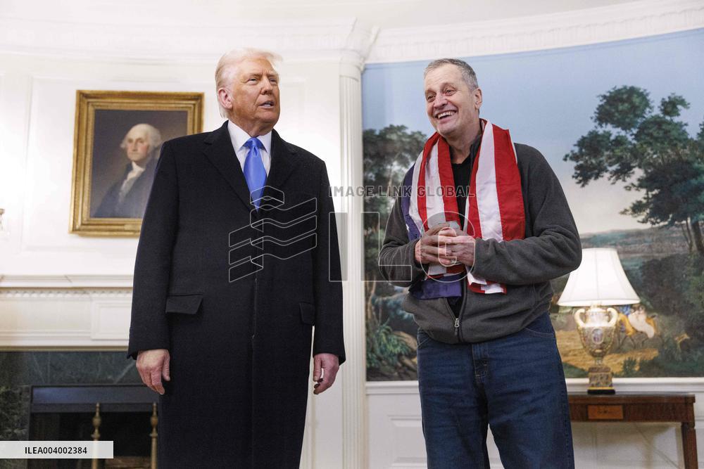 President Trump Welcomes Released Russian Prisoner Mark Fogel at White House