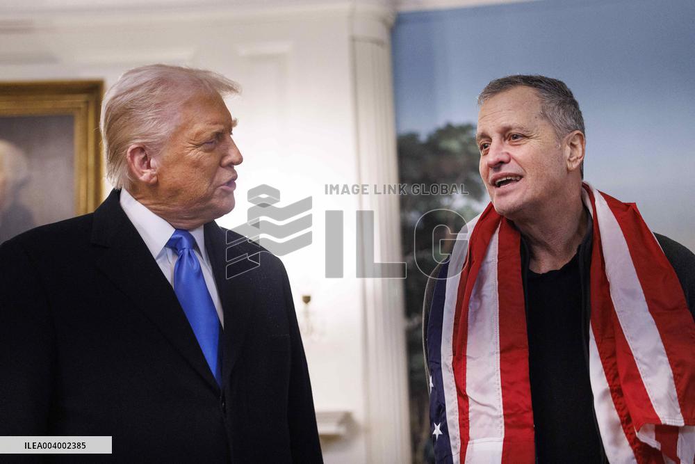 President Trump Welcomes Released Russian Prisoner Mark Fogel at White House