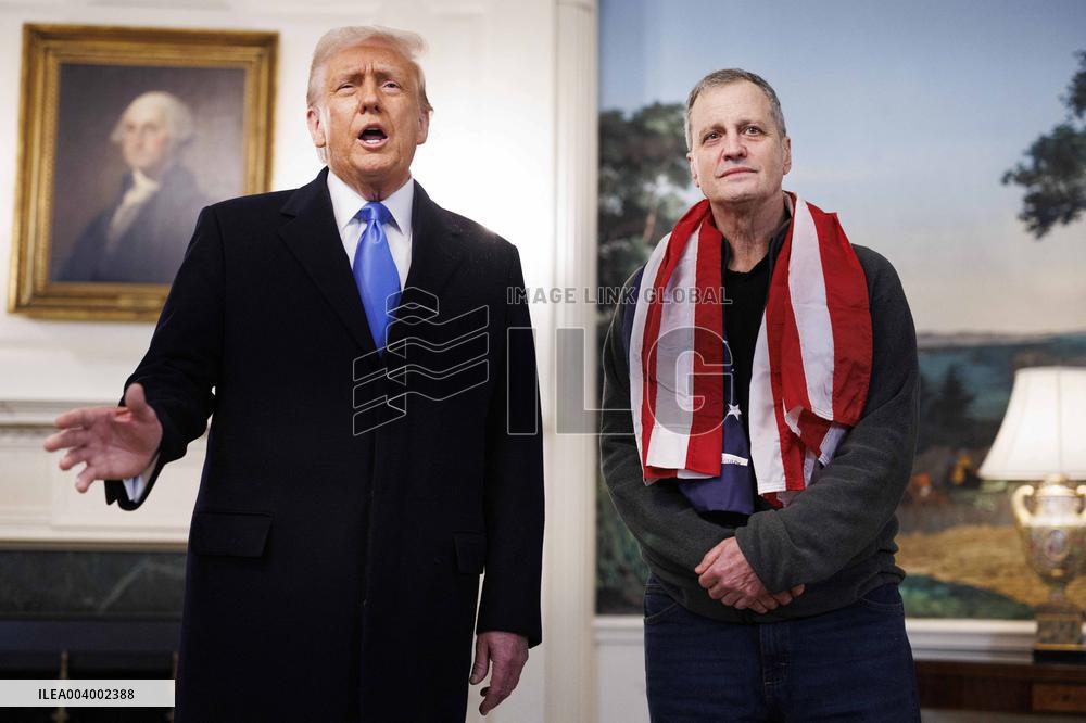 President Trump Welcomes Released Russian Prisoner Mark Fogel at White House