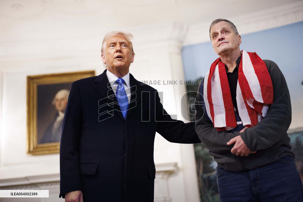 President Trump Welcomes Released Russian Prisoner Mark Fogel at White House