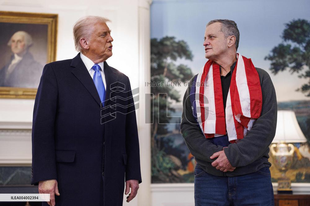 President Trump Welcomes Released Russian Prisoner Mark Fogel at White House