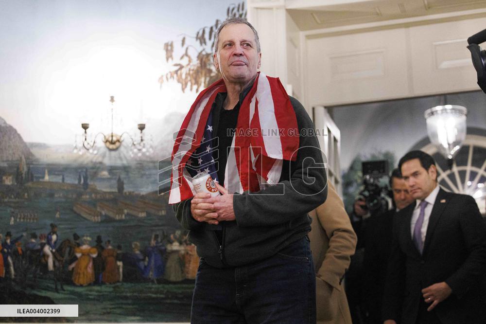 President Trump Welcomes Released Russian Prisoner Mark Fogel at White House