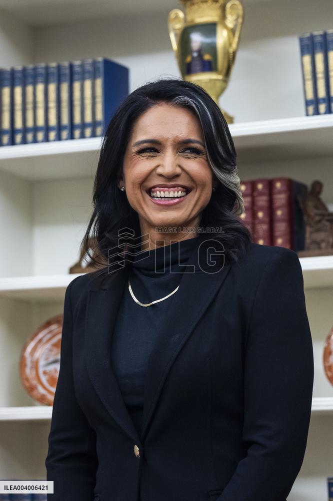 Tulsi Gabbard sworn in as Director of National Intelligence in the Oval Office