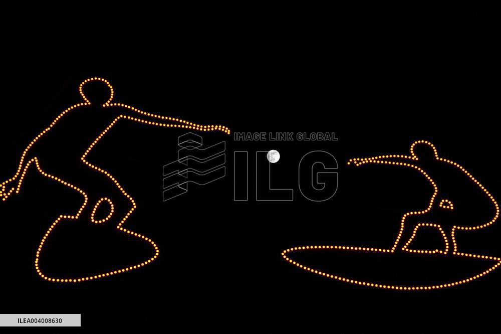 Moon Is Seen Over Yabuli - China