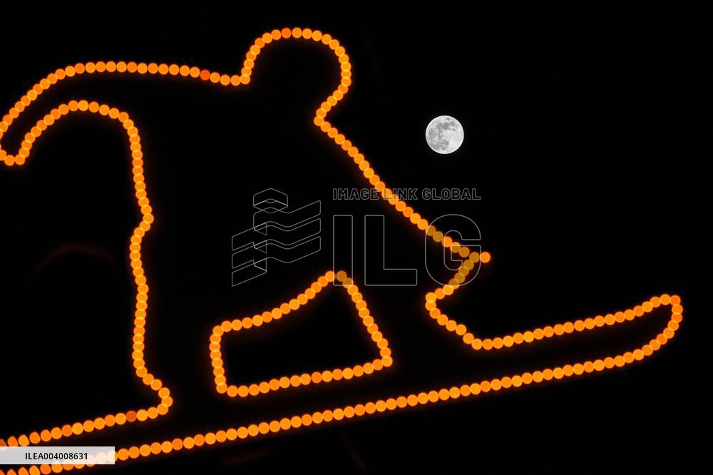 Moon Is Seen Over Yabuli - China