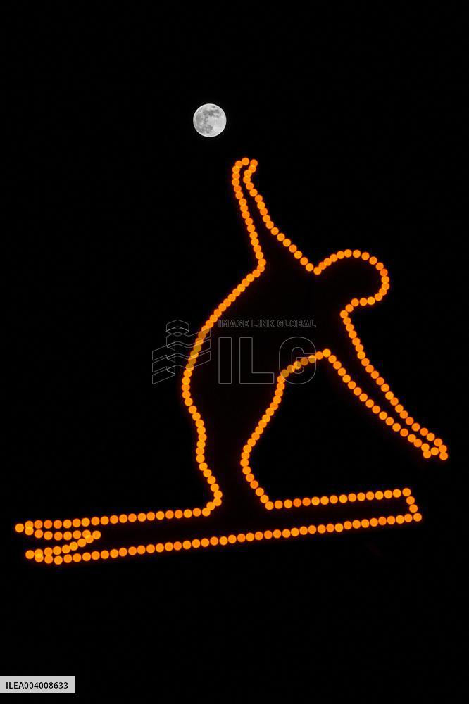 Moon Is Seen Over Yabuli - China