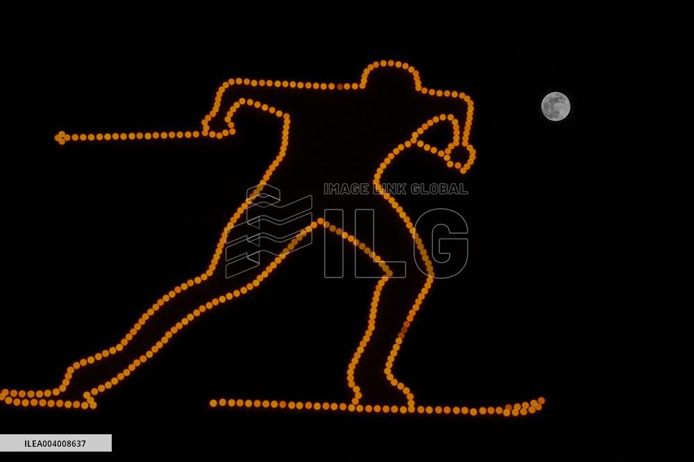 Moon Is Seen Over Yabuli - China