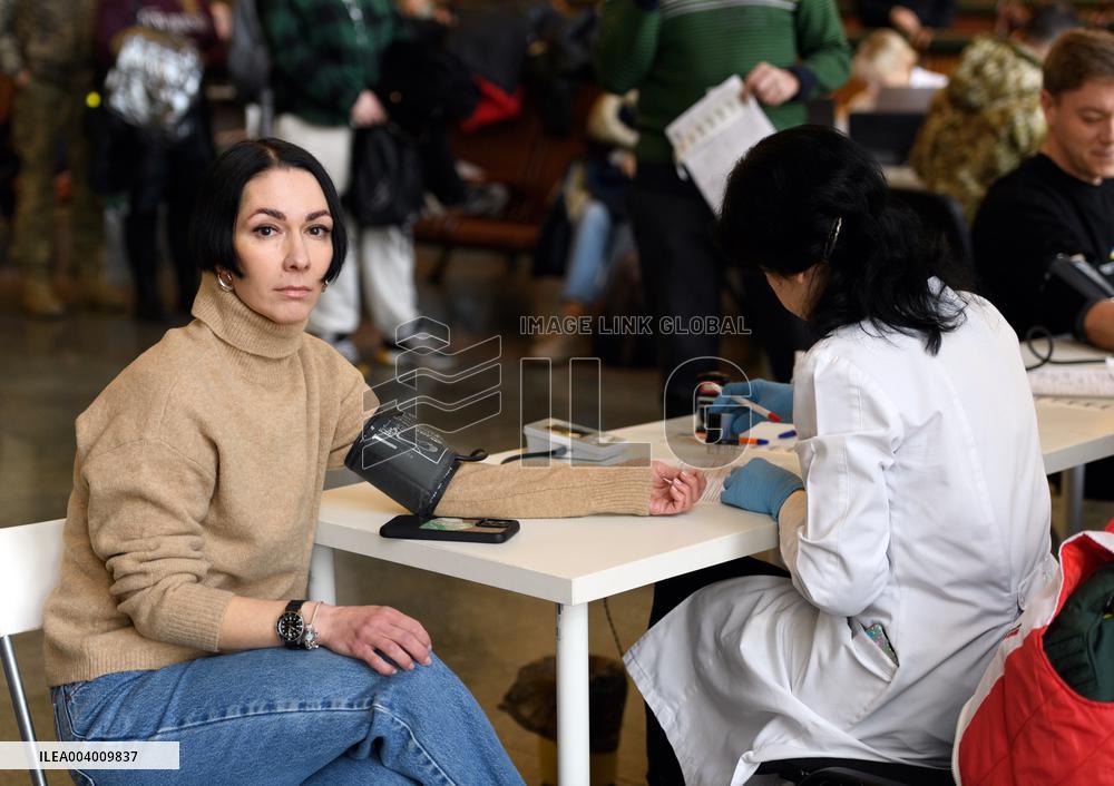 Blood donation event at Kyivs Central Railway Station Building