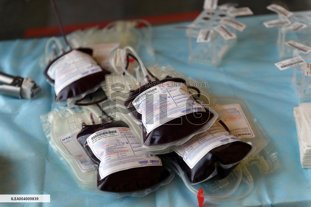 Blood donation event at Kyivs Central Railway Station Building