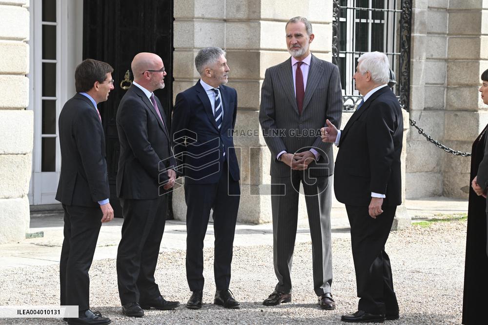 King Felipe VI At Exhibition Flambotant: Joana Vasconcelos Opening - Madrid