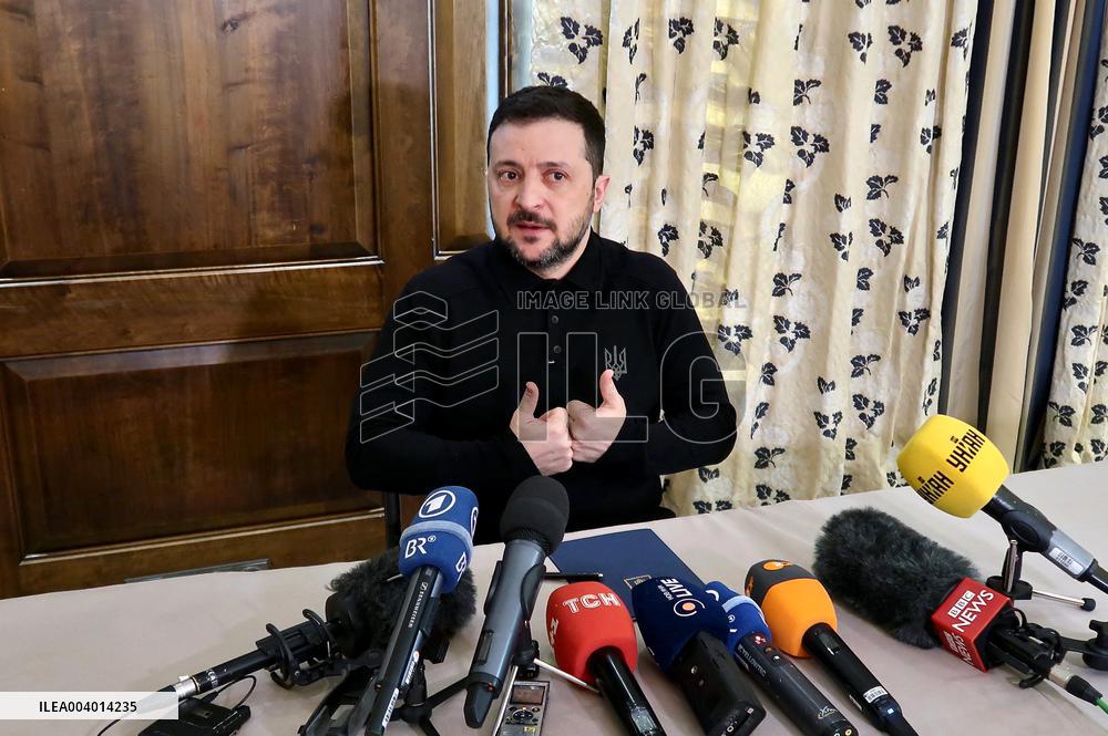 News conference of Ukrainian President Volodymyr Zelenskyy in Munich