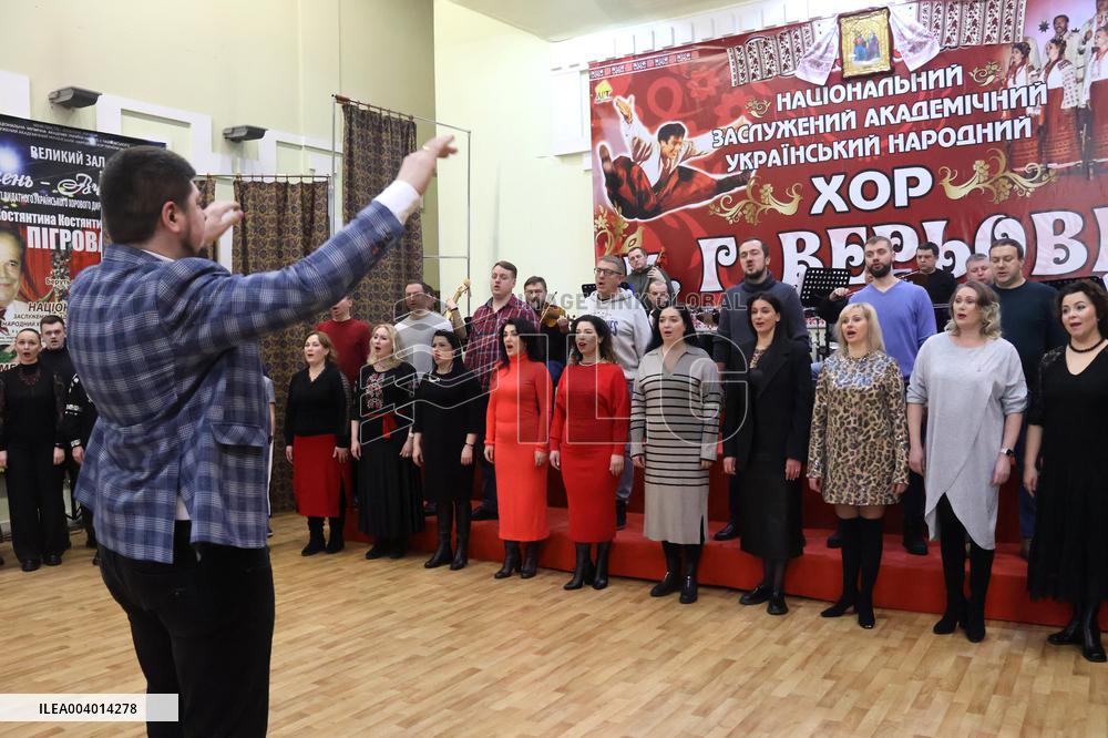 Rehearsal of Veryovka Ukrainian National Folk Choir in Kyiv