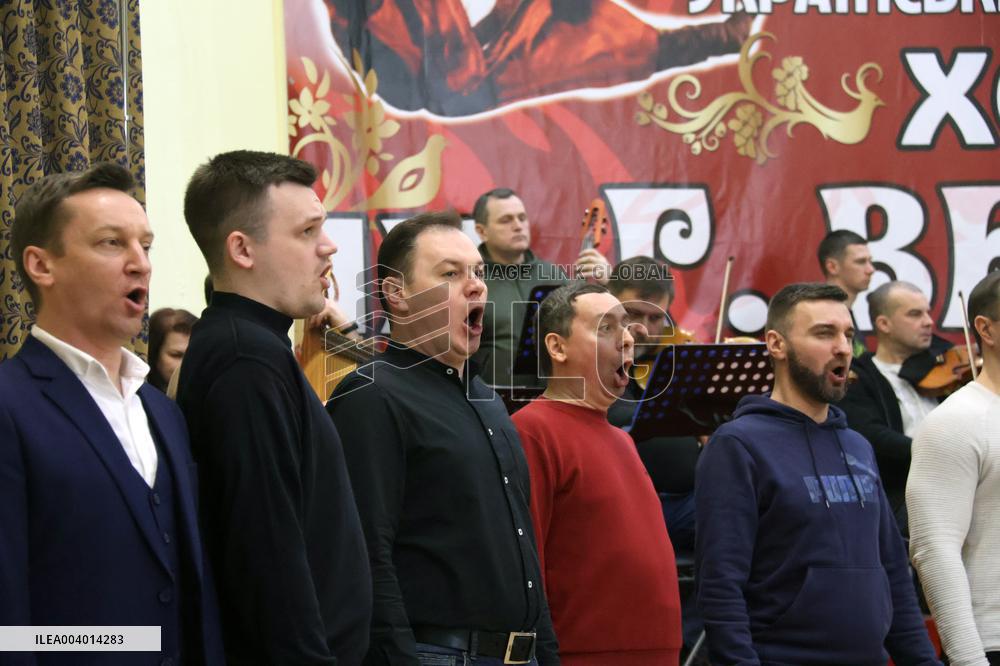 Rehearsal of Veryovka Ukrainian National Folk Choir in Kyiv