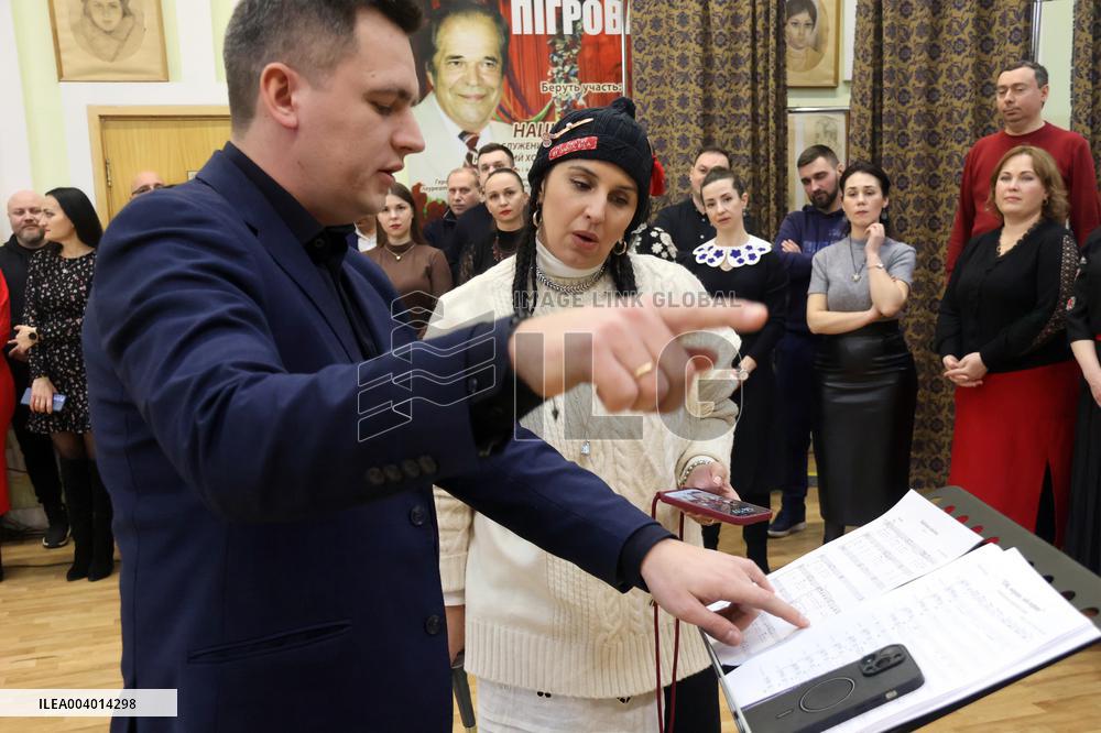 Rehearsal of Veryovka Ukrainian National Folk Choir in Kyiv
