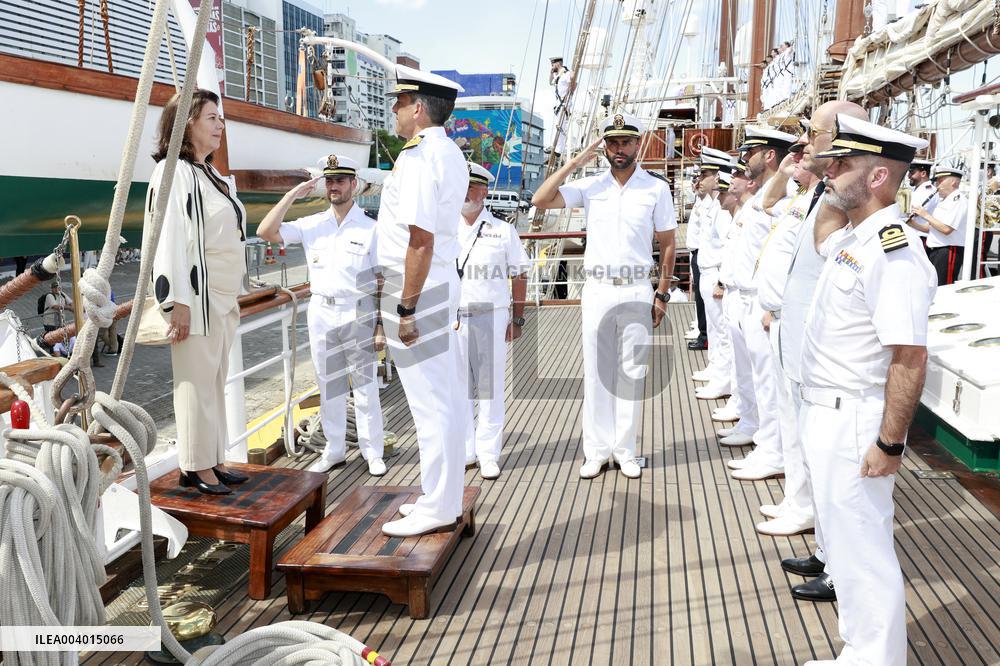 Princess Leonor arrives in Salvador de Bahia on the training ship Juan Sebastian Elcan