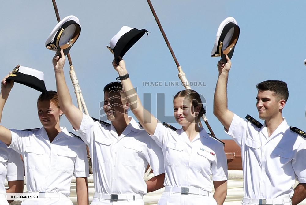 Princess Leonor arrives in Salvador de Bahia on the training ship Juan Sebastian Elcan