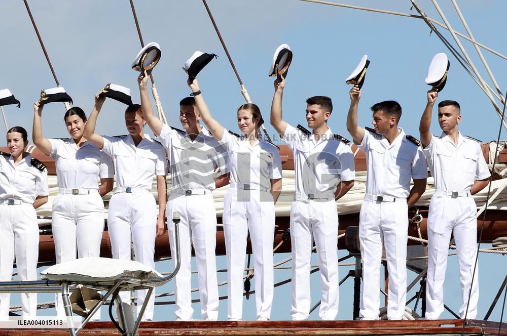 Princess Leonor arrives in Salvador de Bahia on the training ship Juan Sebastian Elcan