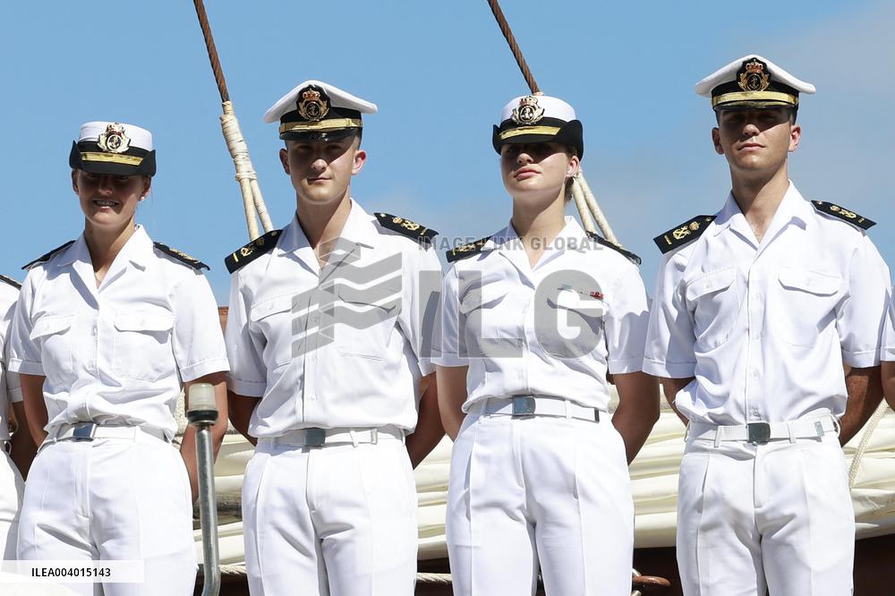 Princess Leonor arrives in Salvador de Bahia on the training ship Juan Sebastian Elcan