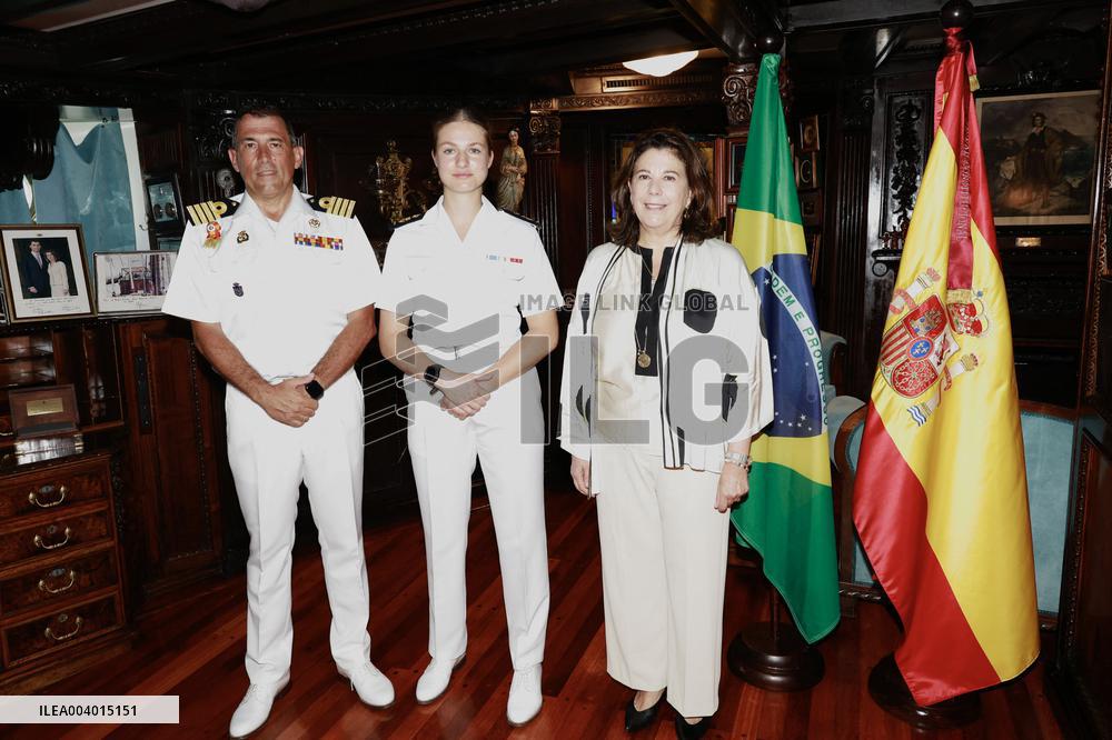 Princess Leonor arrives in Salvador de Bahia on the training ship Juan Sebastian Elcan