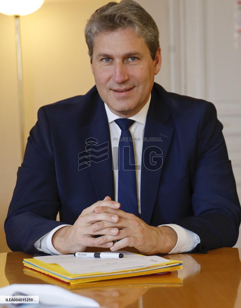 Portrait of Mathieu Darnaud President of the Les Republicains Group - Paris