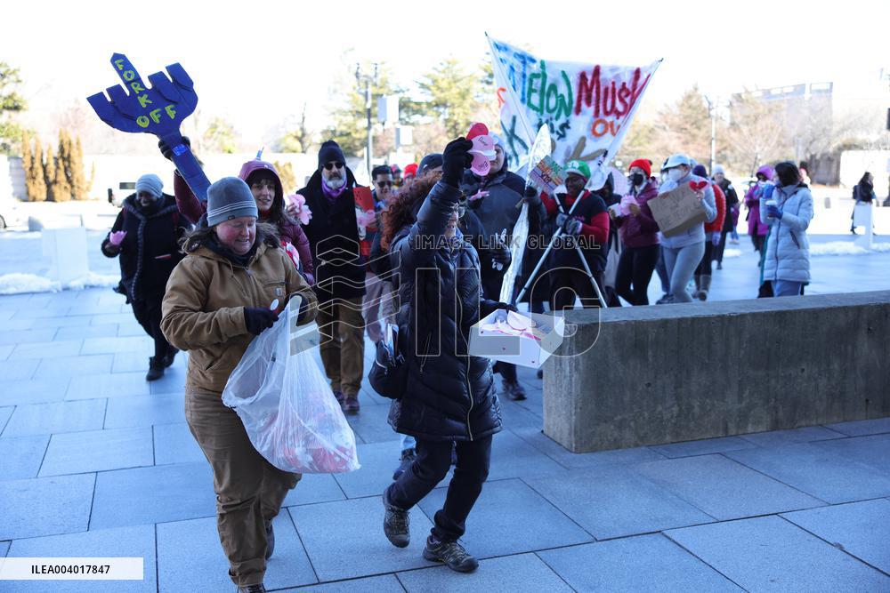 Washington DC Anti-DOGE Protest US Health and Human Services Offices