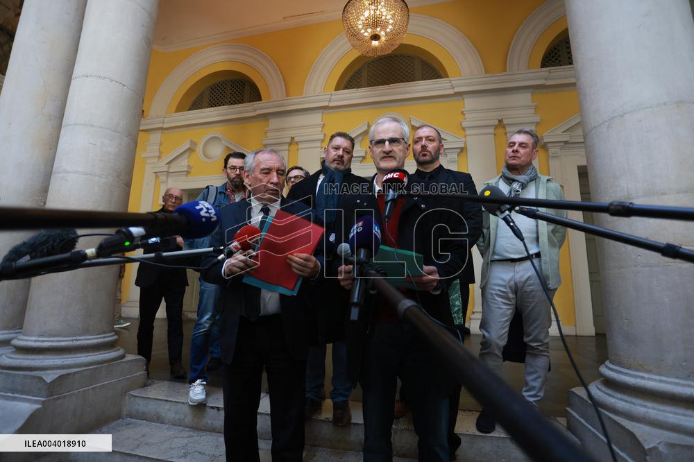 Francois Bayrou during a press conference - Pau