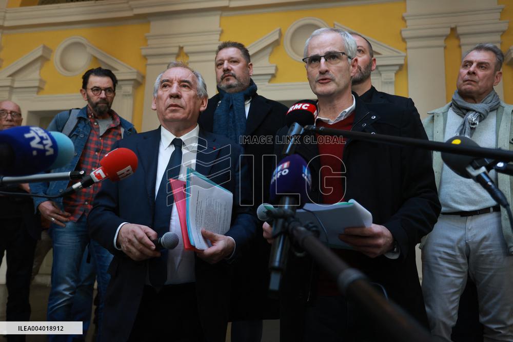 Francois Bayrou during a press conference - Pau