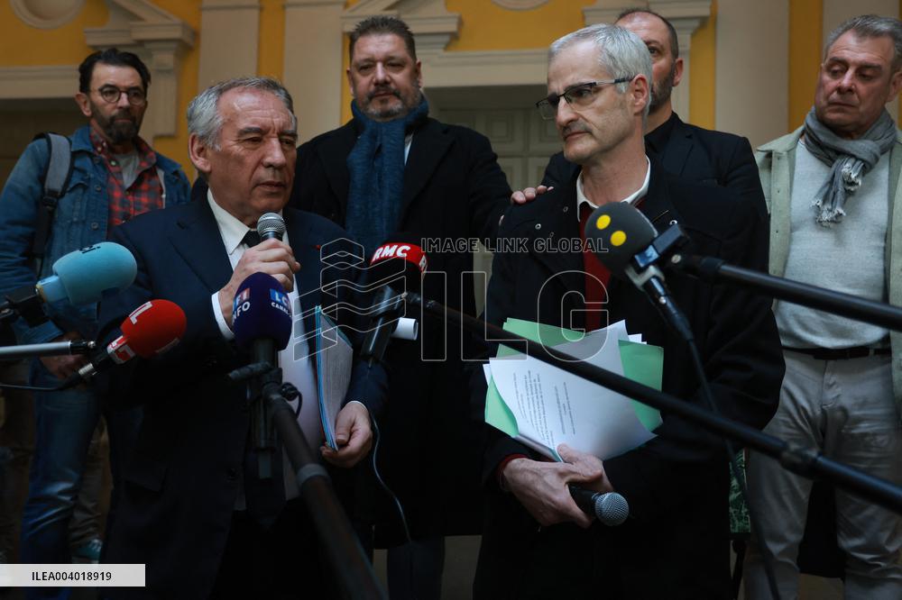 Francois Bayrou during a press conference - Pau