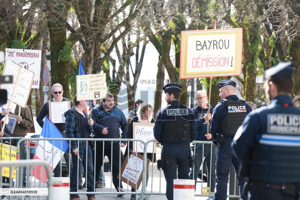 Francois Bayrou during a press conference - Pau