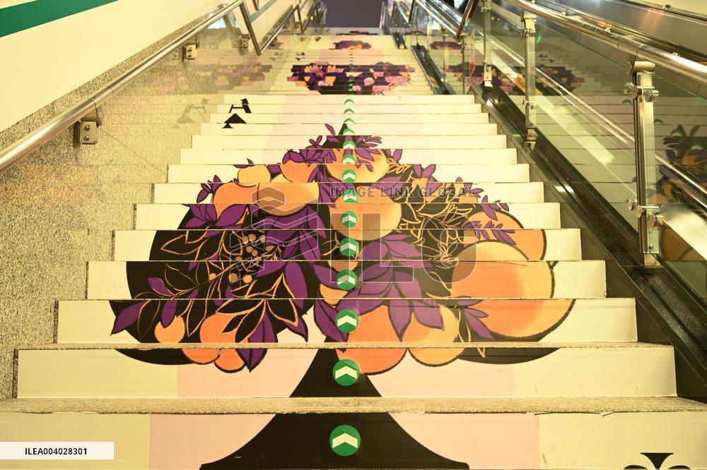 Graffiti Paintings on The Stairs of AnExit of A subway Station in Nanning