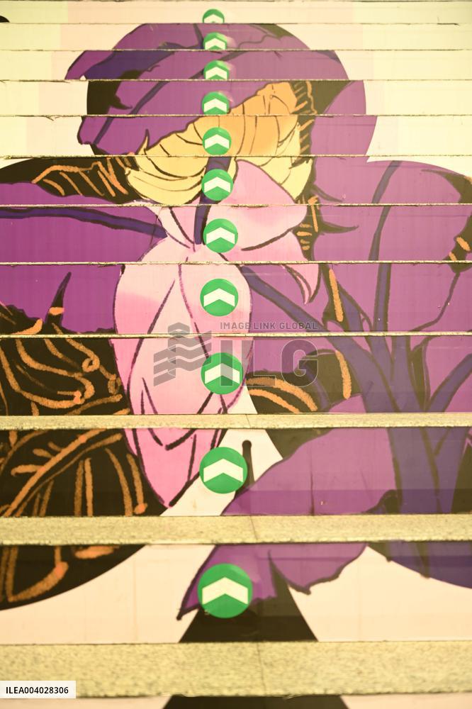 Graffiti Paintings on The Stairs of AnExit of A subway Station in Nanning