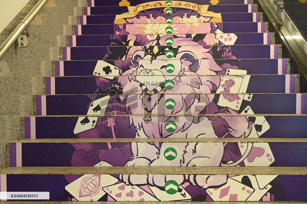 Graffiti Paintings on The Stairs of AnExit of A subway Station in Nanning