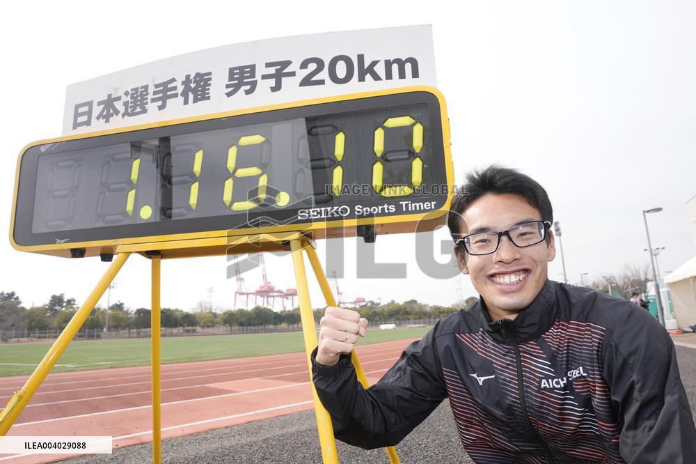 Athletics: Japan's Yamanishi breaks men's 20 km race walk record