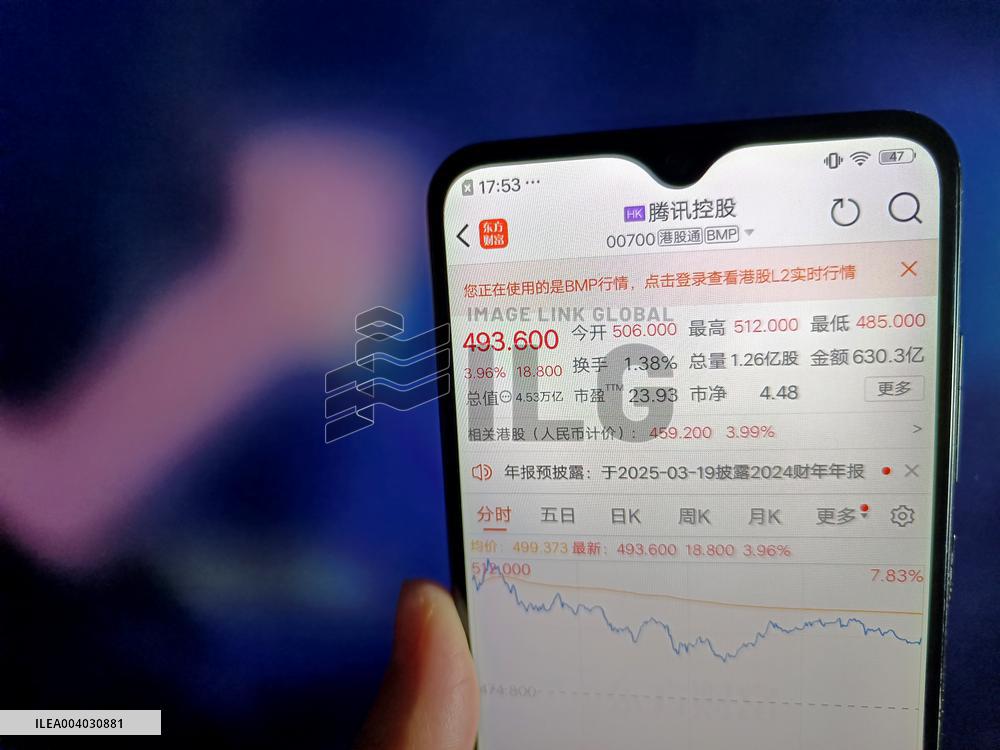 Illustration Tencent Stock Rising