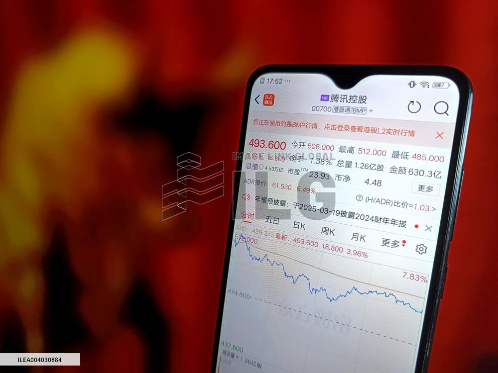 Illustration Tencent Stock Rising
