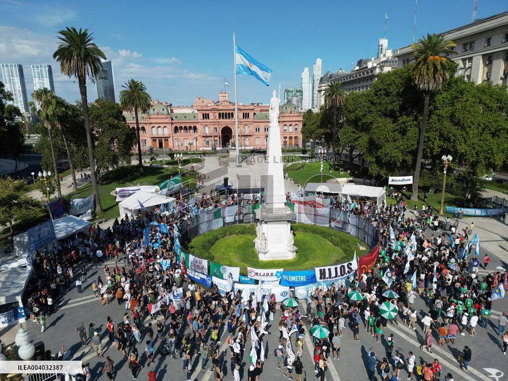 March Against Javier Milei At Plaza de Mayo - Buenos Aires