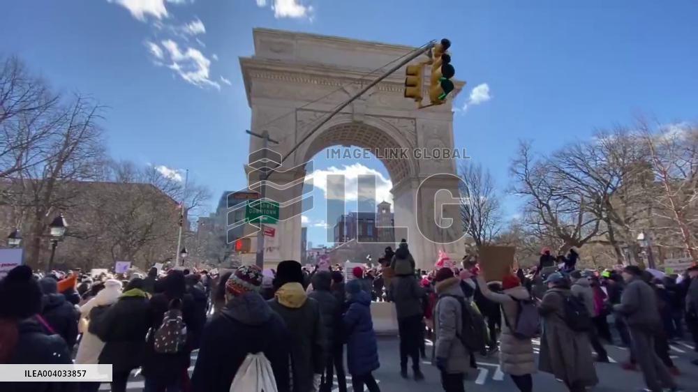 US: Anti-Trump Protesters March Through Manhattan On Presidents’ Day 2