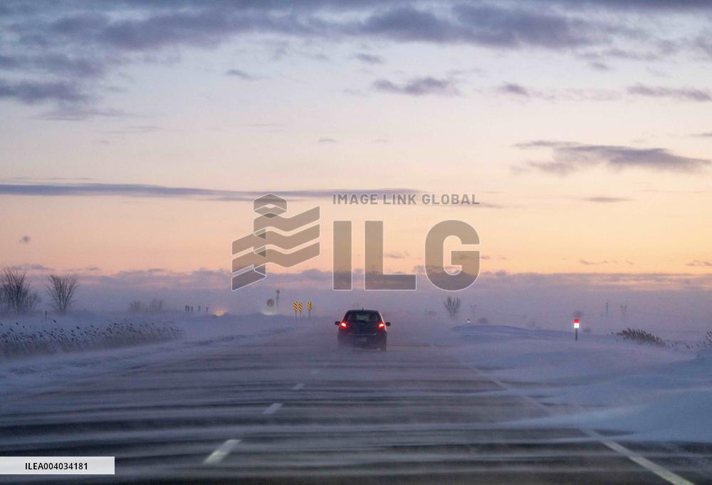 Snow Blows Across A Highway In Vercheres - Canada