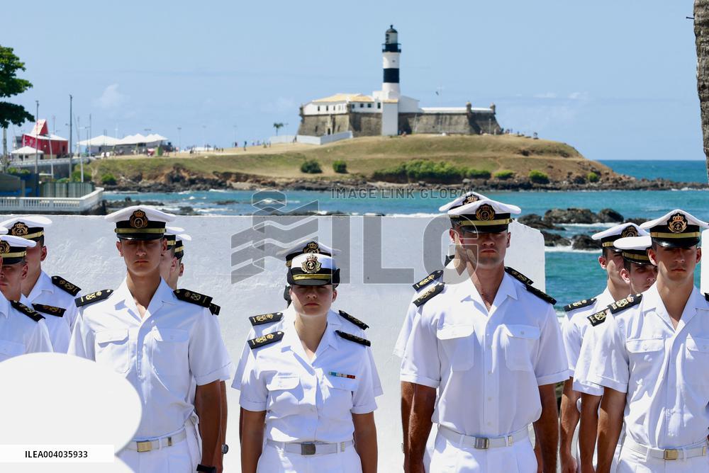 Princess Leonor Attends A Wreath Laying In Salvador De Bahia