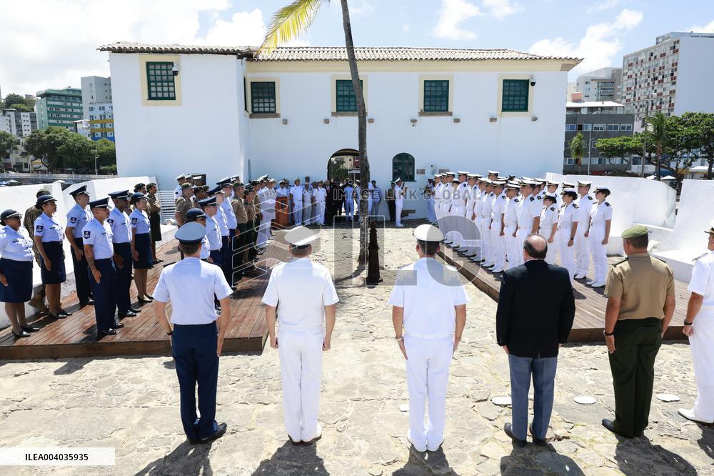 Princess Leonor Attends A Wreath Laying In Salvador De Bahia