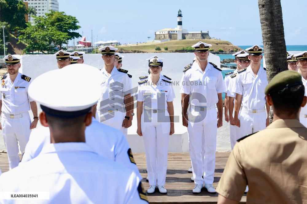 Princess Leonor Attends A Wreath Laying In Salvador De Bahia