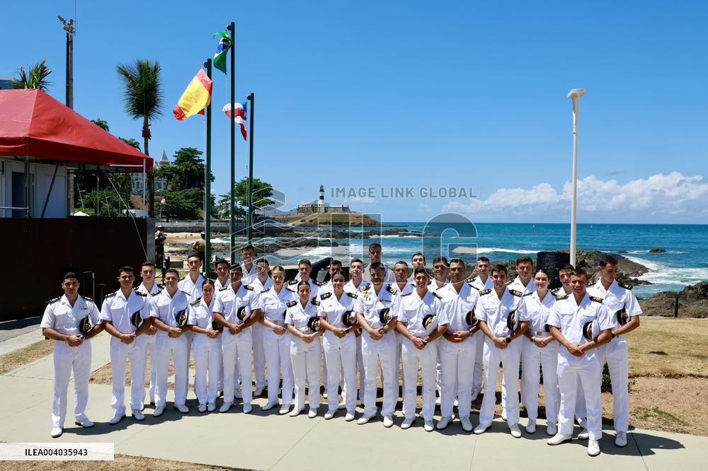 Princess Leonor Attends A Wreath Laying In Salvador De Bahia
