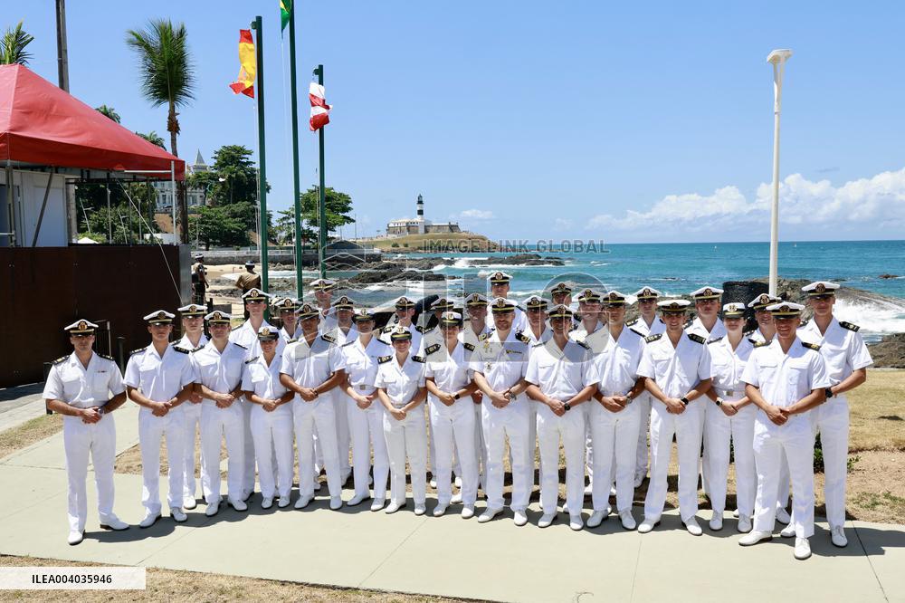 Princess Leonor Attends A Wreath Laying In Salvador De Bahia