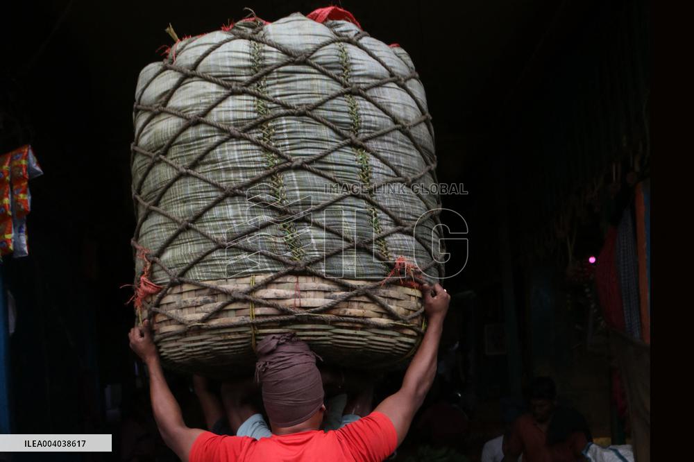 Labourers Unloading Vegetables Bags - India
