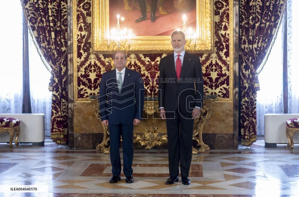 King Felipe Meets With President Of Egyp Al-Sisi - Madrid