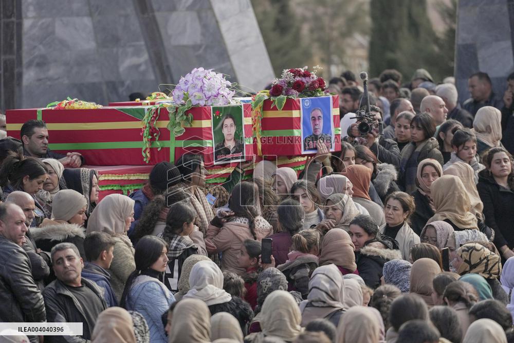 Funeral of two SDF fighters killed by Turkish-backed SNA - Kobani