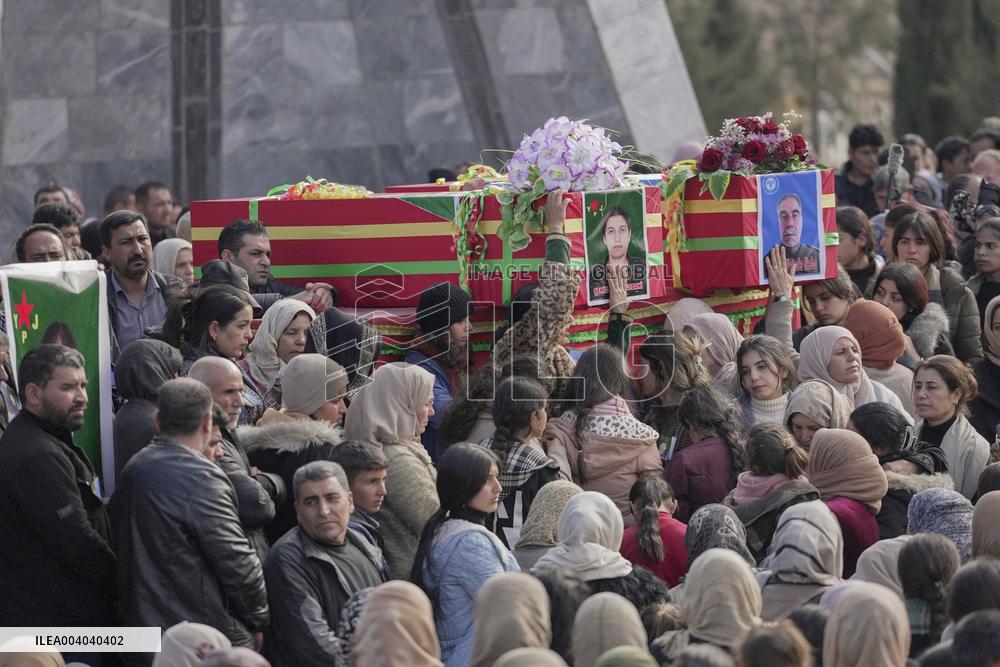 Funeral of two SDF fighters killed by Turkish-backed SNA - Kobani